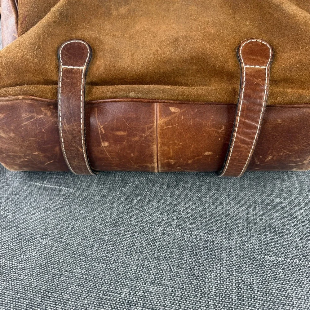 Geno D'Lucca Messenger Bag Mens Large Brown Suede Leather Vintage Satchel